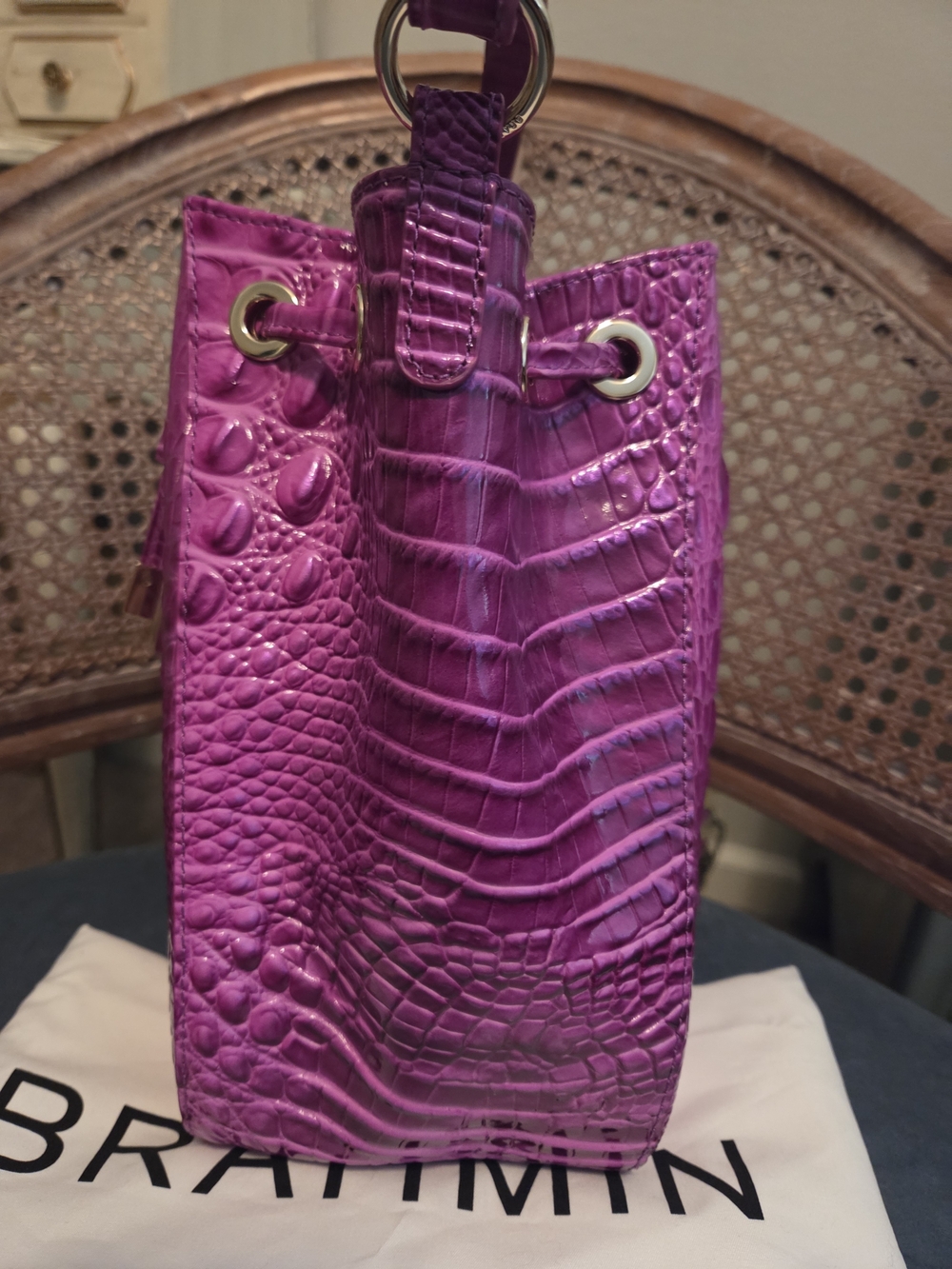 NWOT BRAHMIN FUSCHIA MELBOURNE COLLECTION MELINDA BUCKET BAG & VERONICA WALLET - Picture 3 of 15